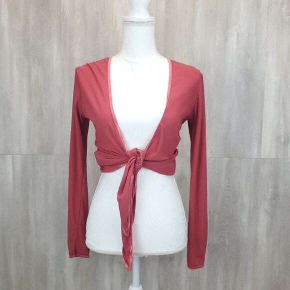 Urbane Y2K Tie Front  Nylon Cardigan G-0178 - Picture 3 of 14